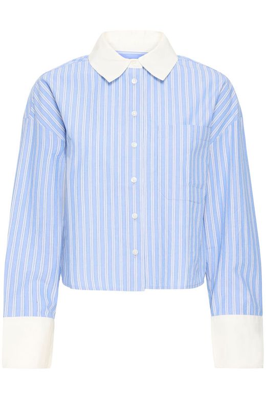 Fransa Ricky Shirt in Blue Stripe