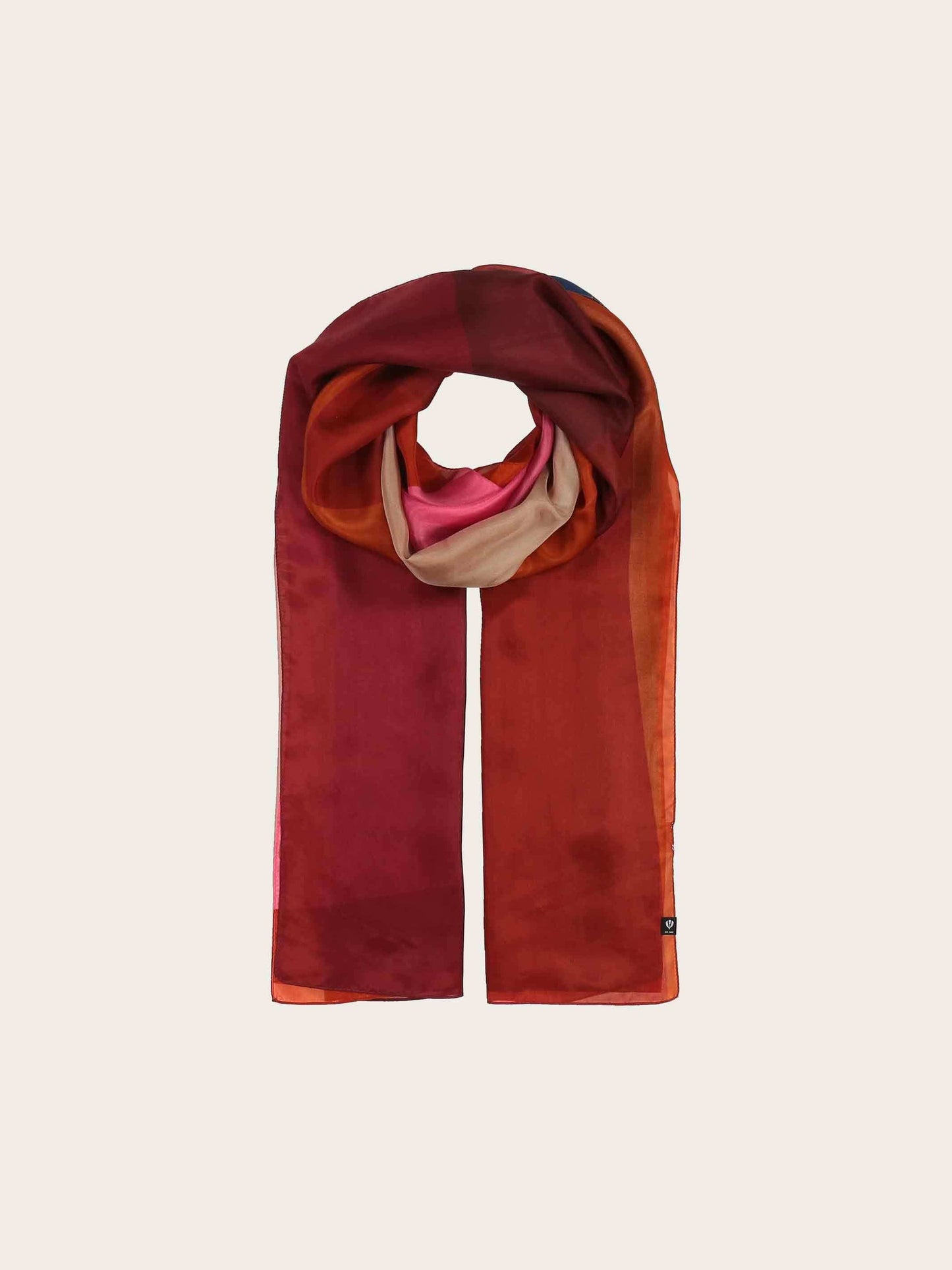 Frass Elegant silk stole with colourful XL print in Exotic Orange