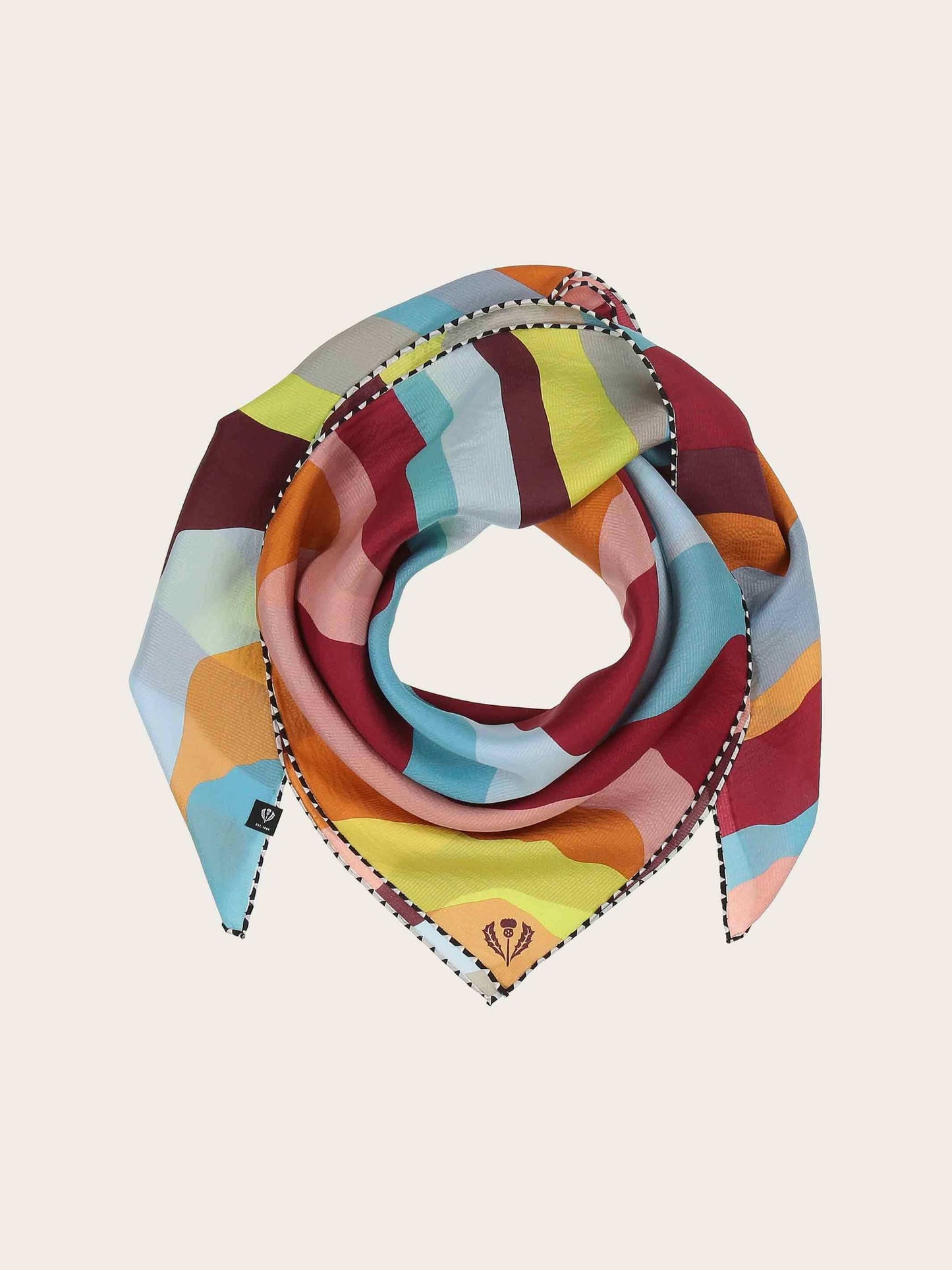 Frass Silk crepe square in wave design in denim dust