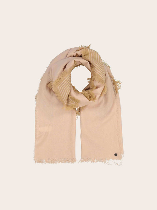 Frass Sustainability Edition - Fil Coupé stole with geometric pattern in Marzipan