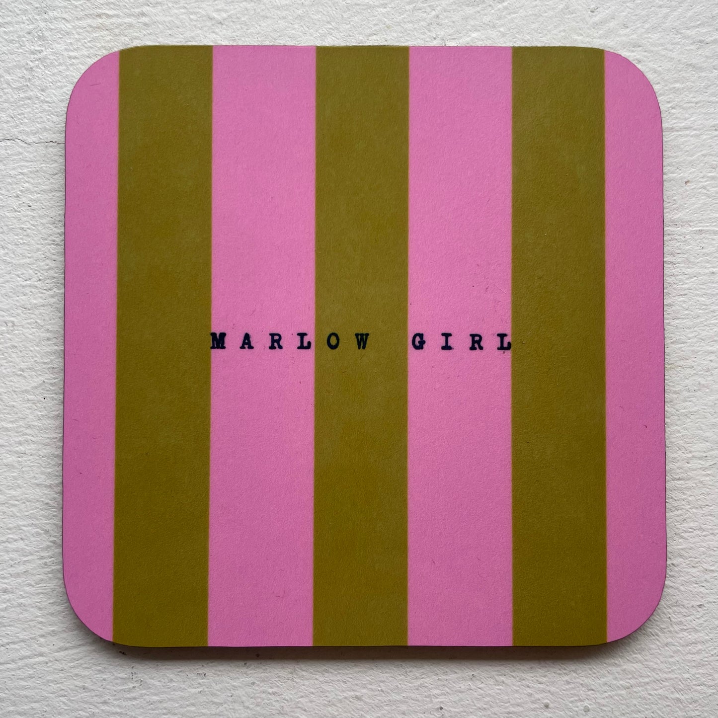 The Hambridge Artist Coaster - Marlow Girl in Mustard / Pink Stripe