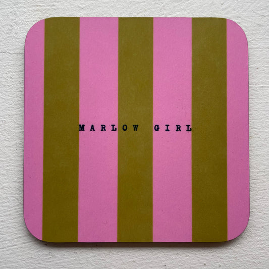 The Hambridge Artist Coaster - Marlow Girl in Mustard / Pink Stripe