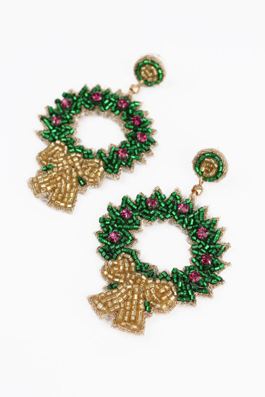 My Doris Green Wreath Earrings