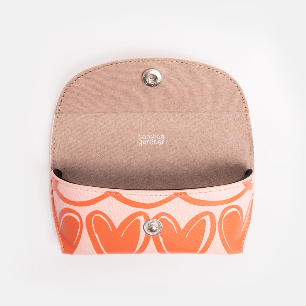 Caroline Gardner Orange Looped Hearts Flap Glasses Case