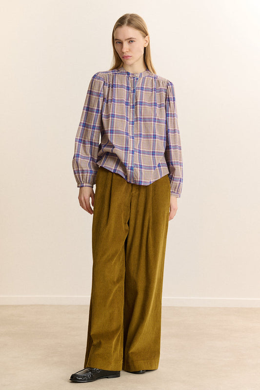 Garance Paris Ketty Blouse in Violet Check