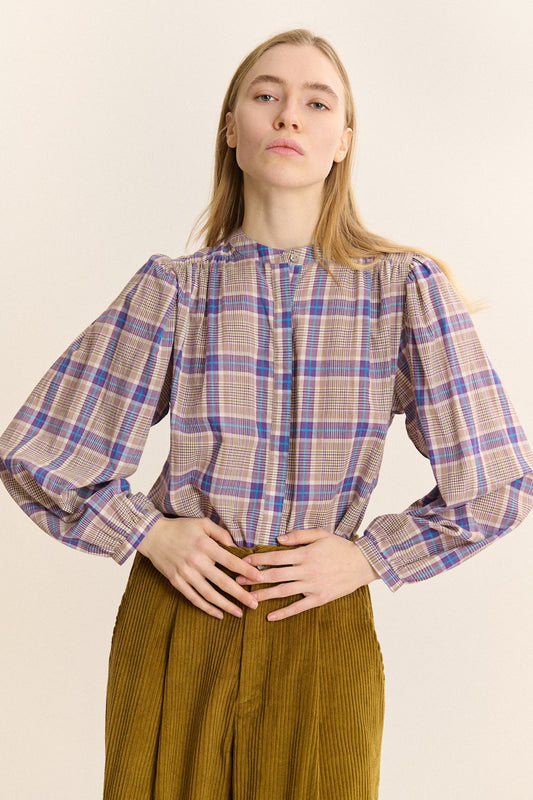 Garance Paris Ketty Blouse in Violet Check