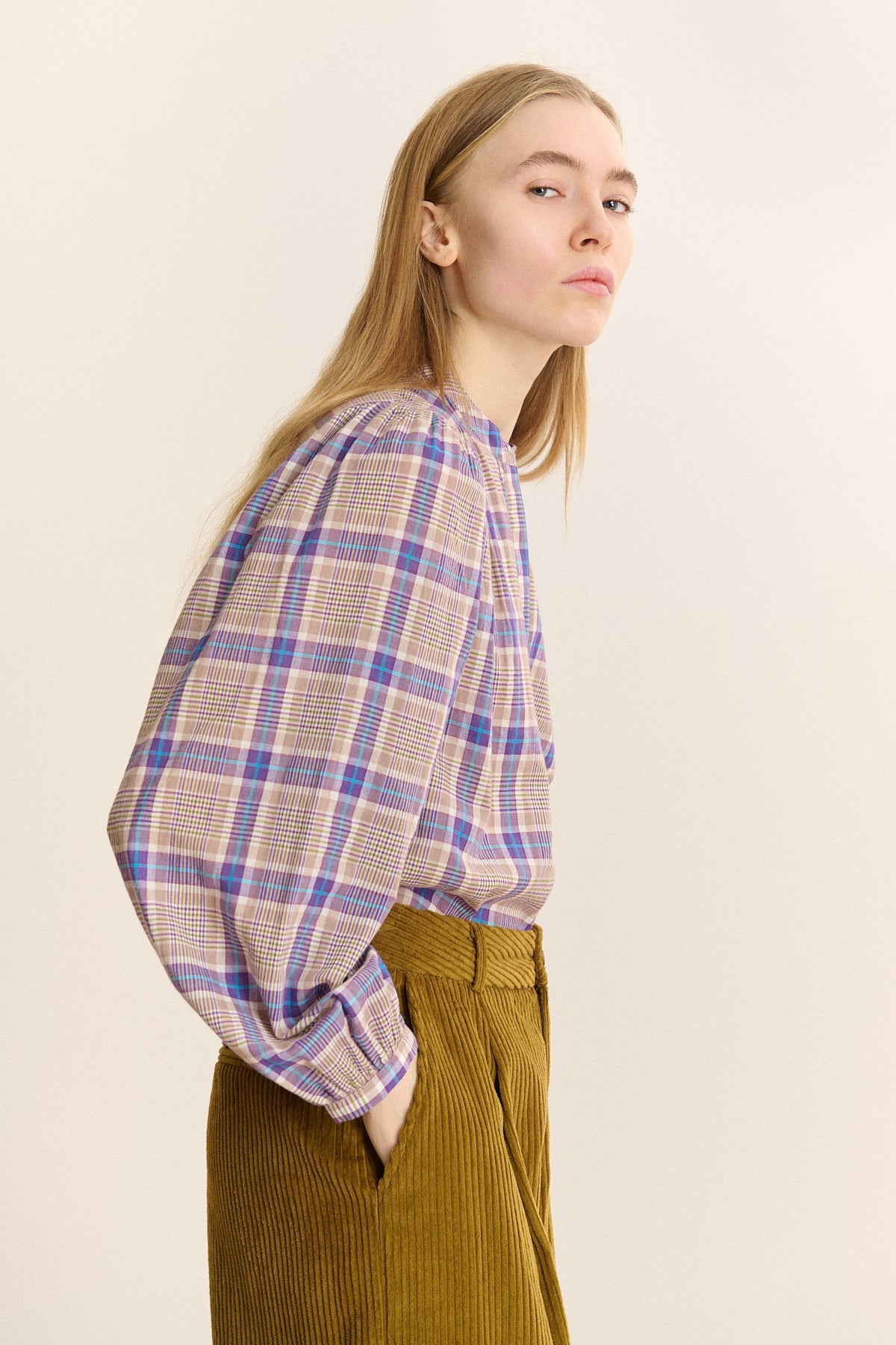Garance Paris Ketty Blouse in Violet Check