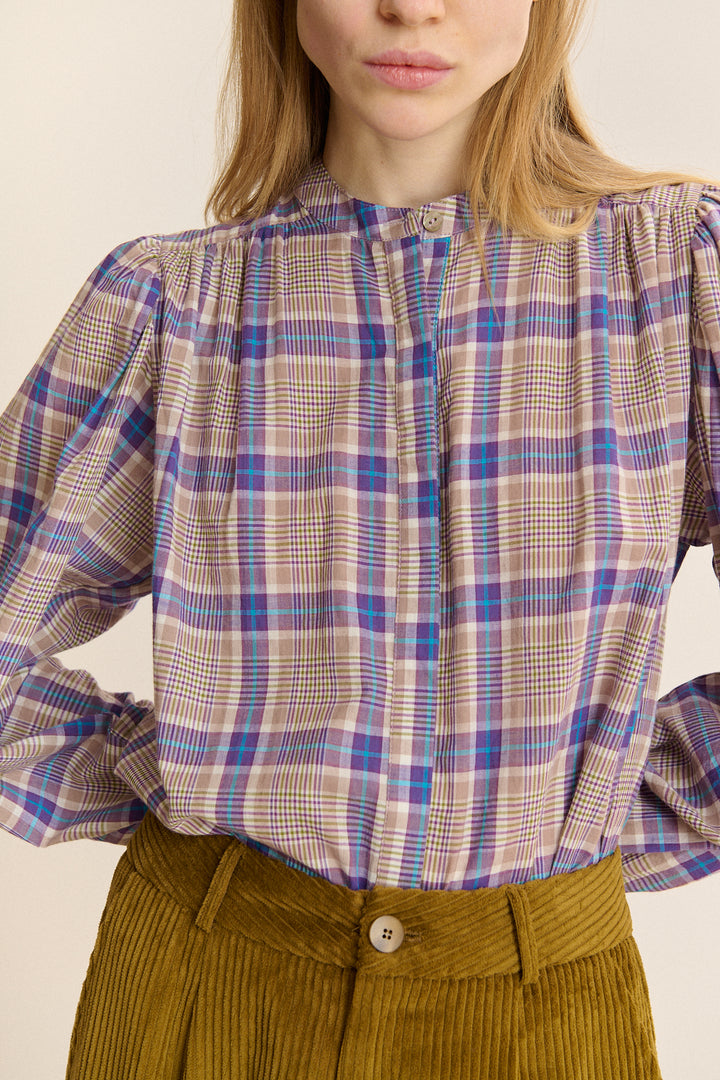 Garance Paris Ketty Blouse in Violet Check