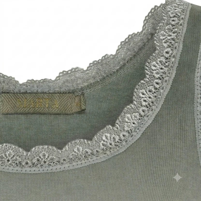 Marta Angeline lace vest top in Military khaki