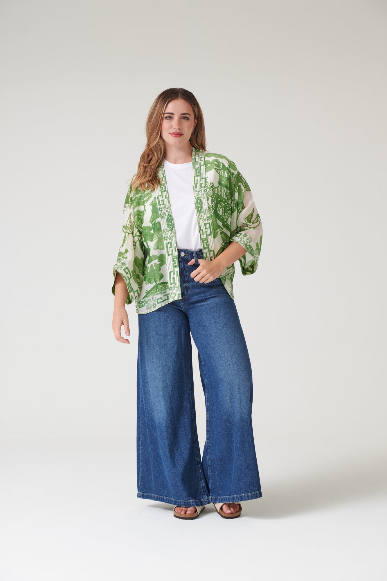 One Hundred Stars Giant Willow Green Kimono