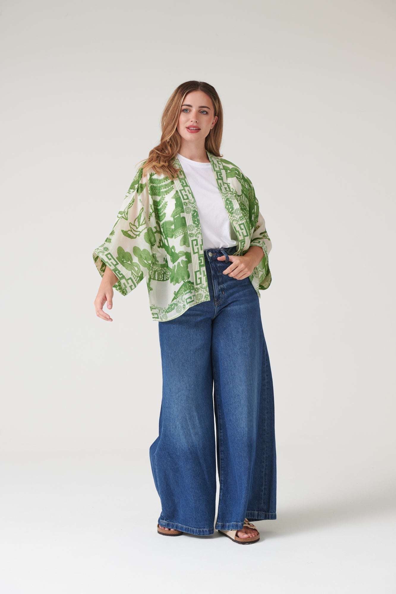 One Hundred Stars Giant Willow Green Kimono