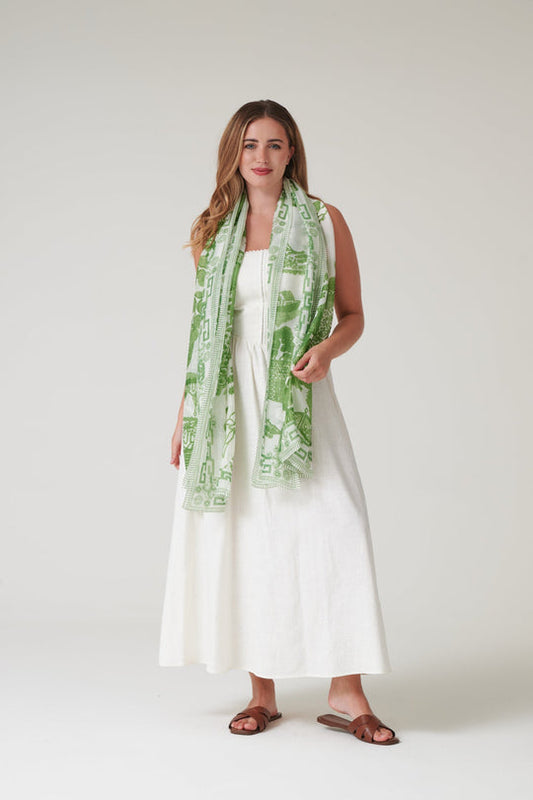 One Hundred Stars Giant Willow Green Scarf