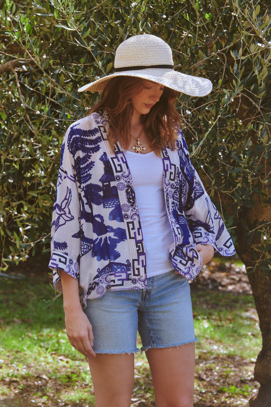One Hundred Stars Giant Willow Blue Kimono
