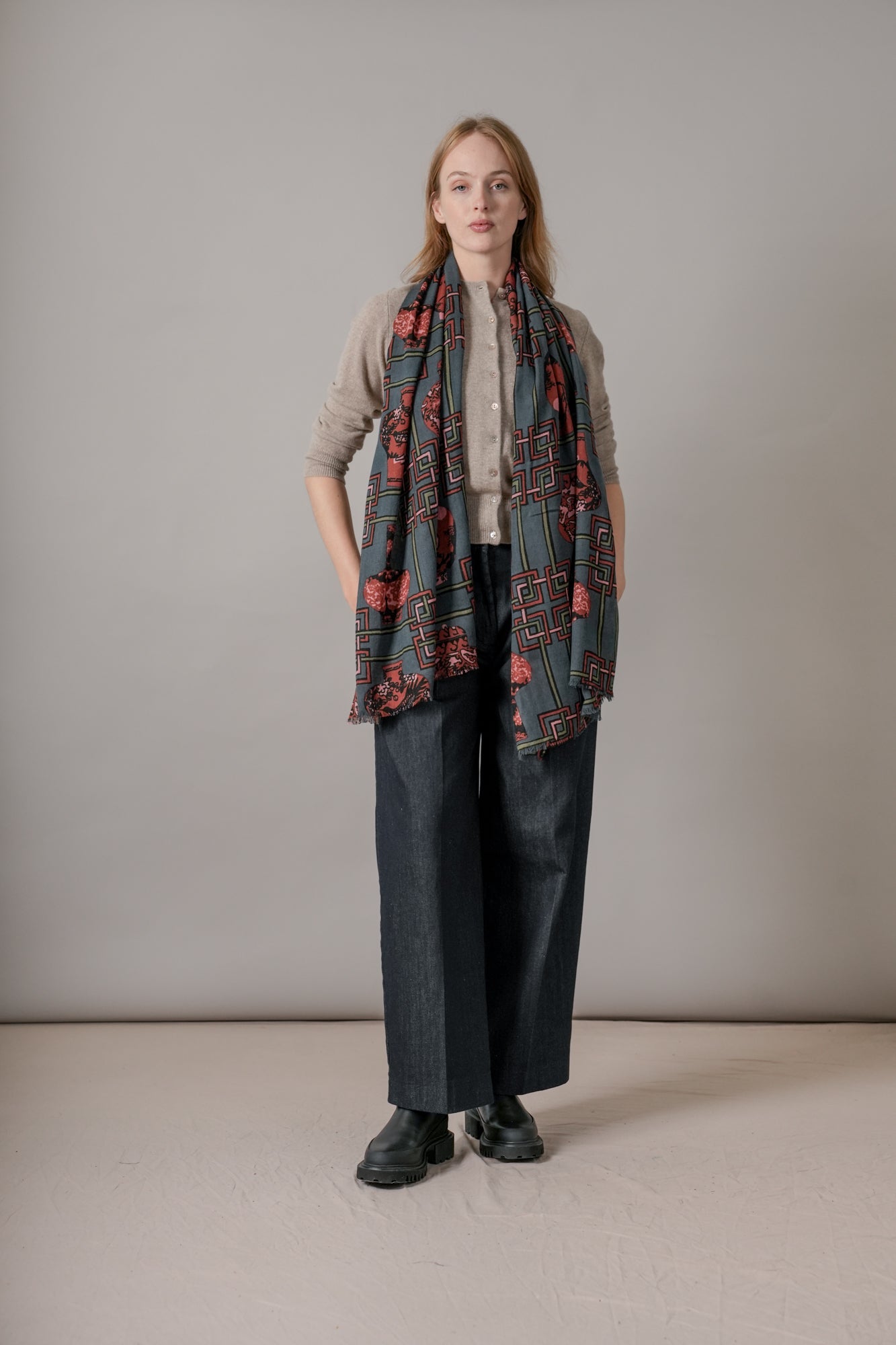 One Hundred Stars Ginger Jar Wool Scarf