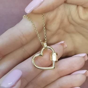 Heart Carabiner Charm Lock - Gold Plated Silver