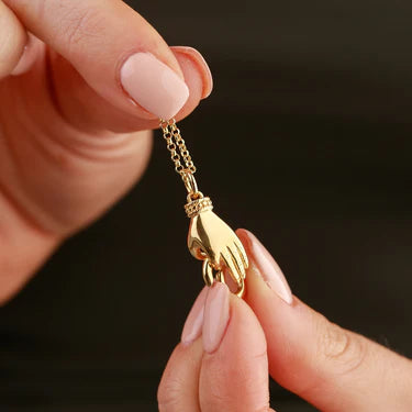 Vintage Hand Charm Collector Necklace - Gold Plated
