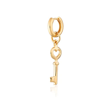 Key Single Huggie Earring in Gold Plated Silver