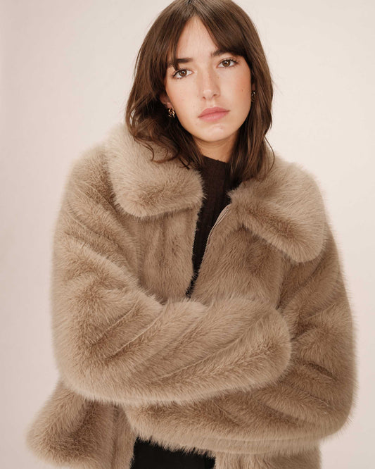 Grace & Mila Shonna Coat in Greige