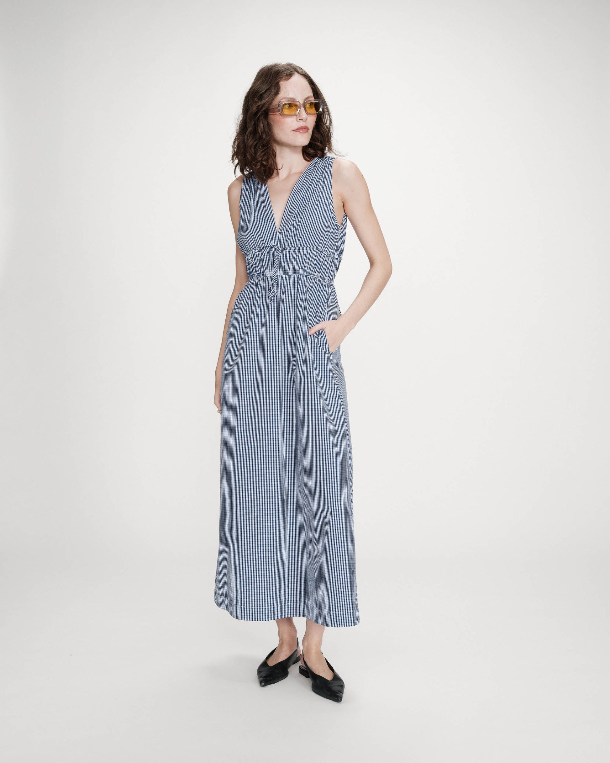 Grace & Mila Velmira Maxi Dress in Marine Plaid