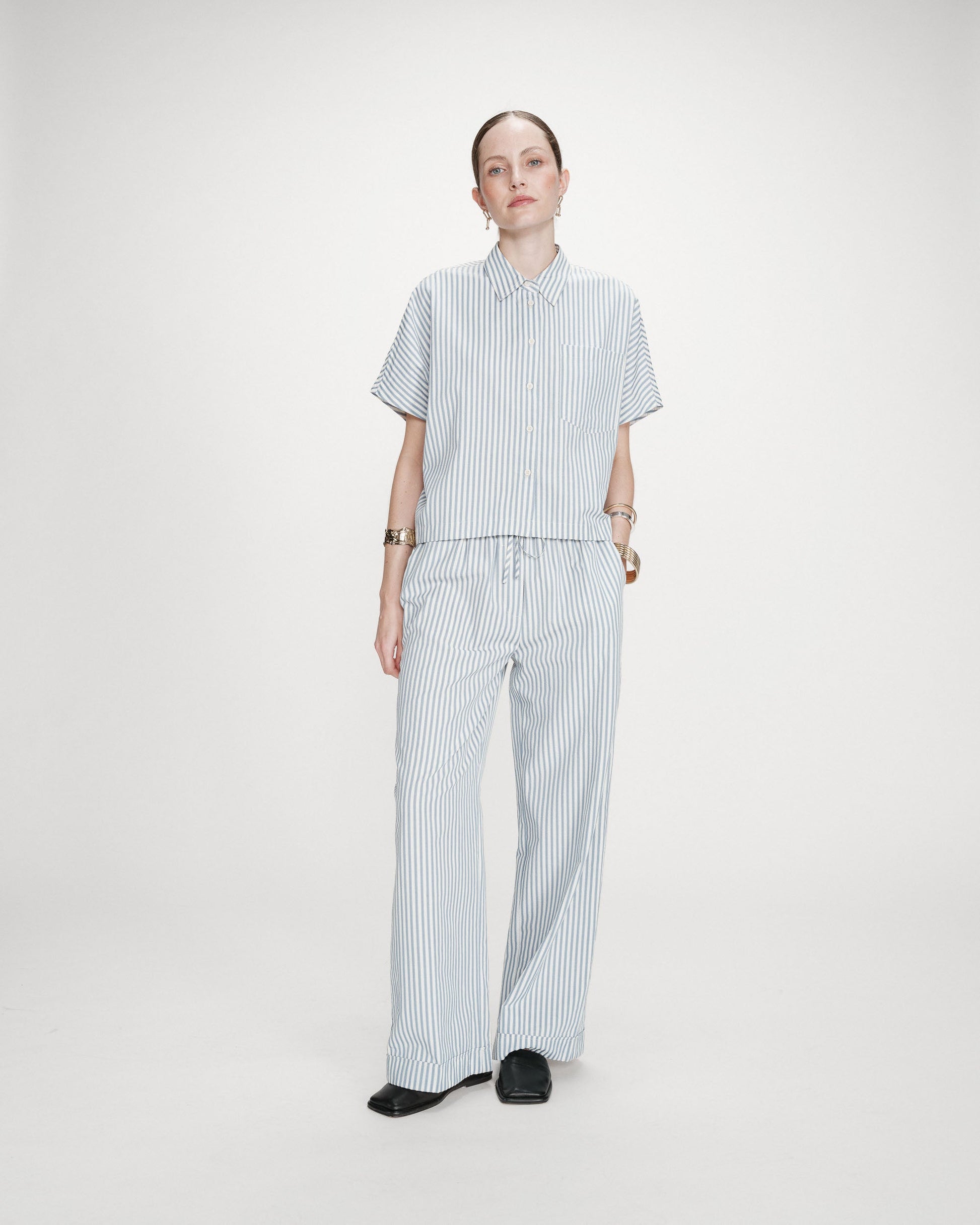 Grace & Mila Vercia Wide Striped Shirt in Bleuet