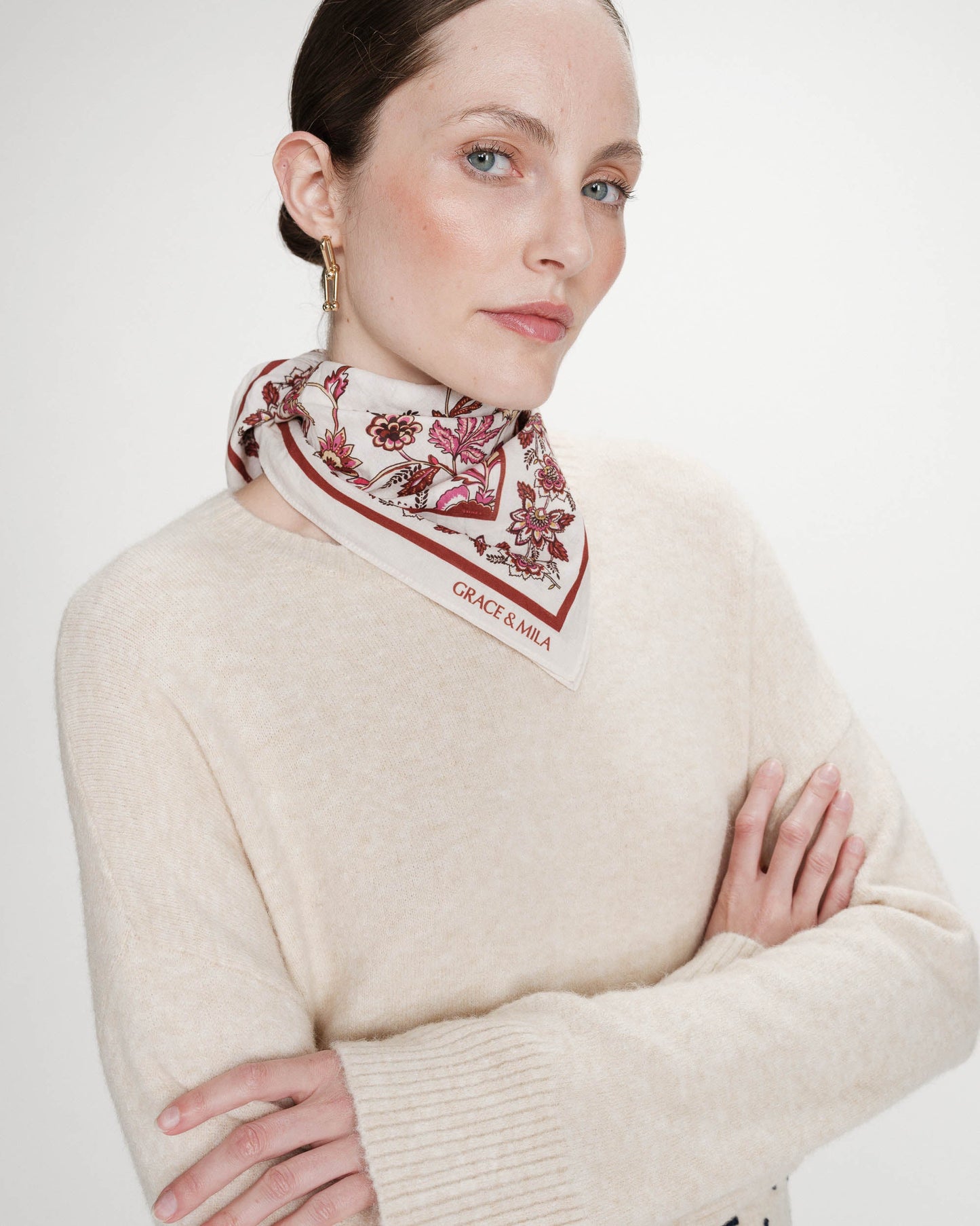 Grace & Mila Verlisse Cotton Floral Scarf in Fleur