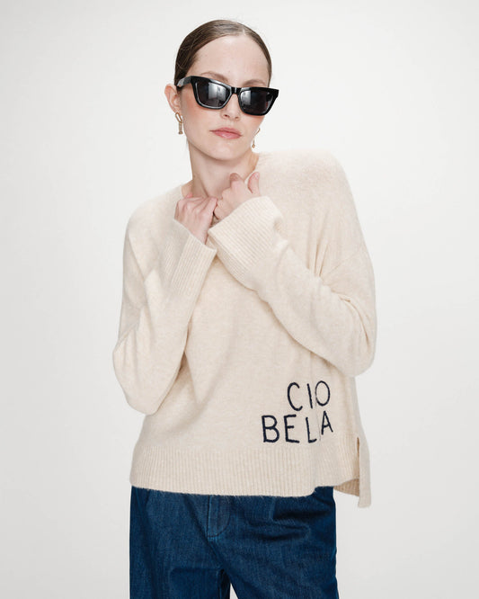 Grace & Mila Viggo Oversized Sweater with Navy Message