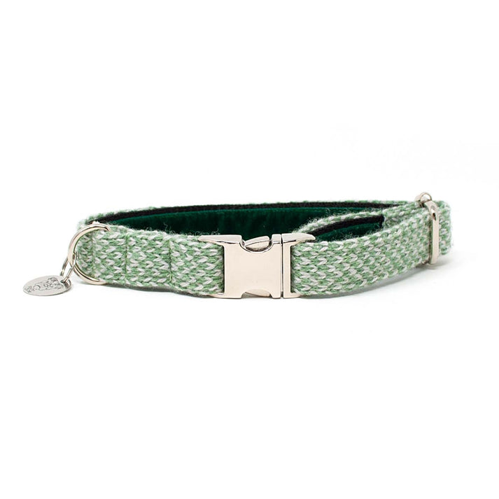 Stocky & Dee Harris Design - Luxury Dog Collar - Green & Dove