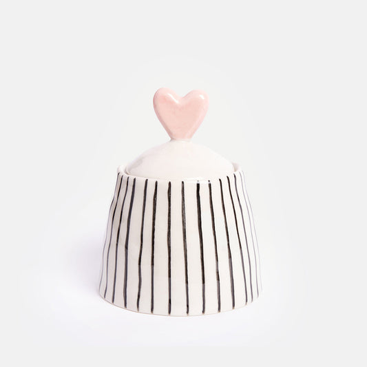 Caroline Gardener Stripe Small Jar Heart Lid