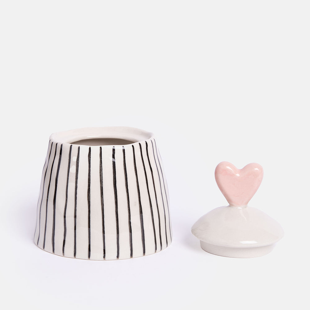 Caroline Gardener Stripe Small Jar Heart Lid