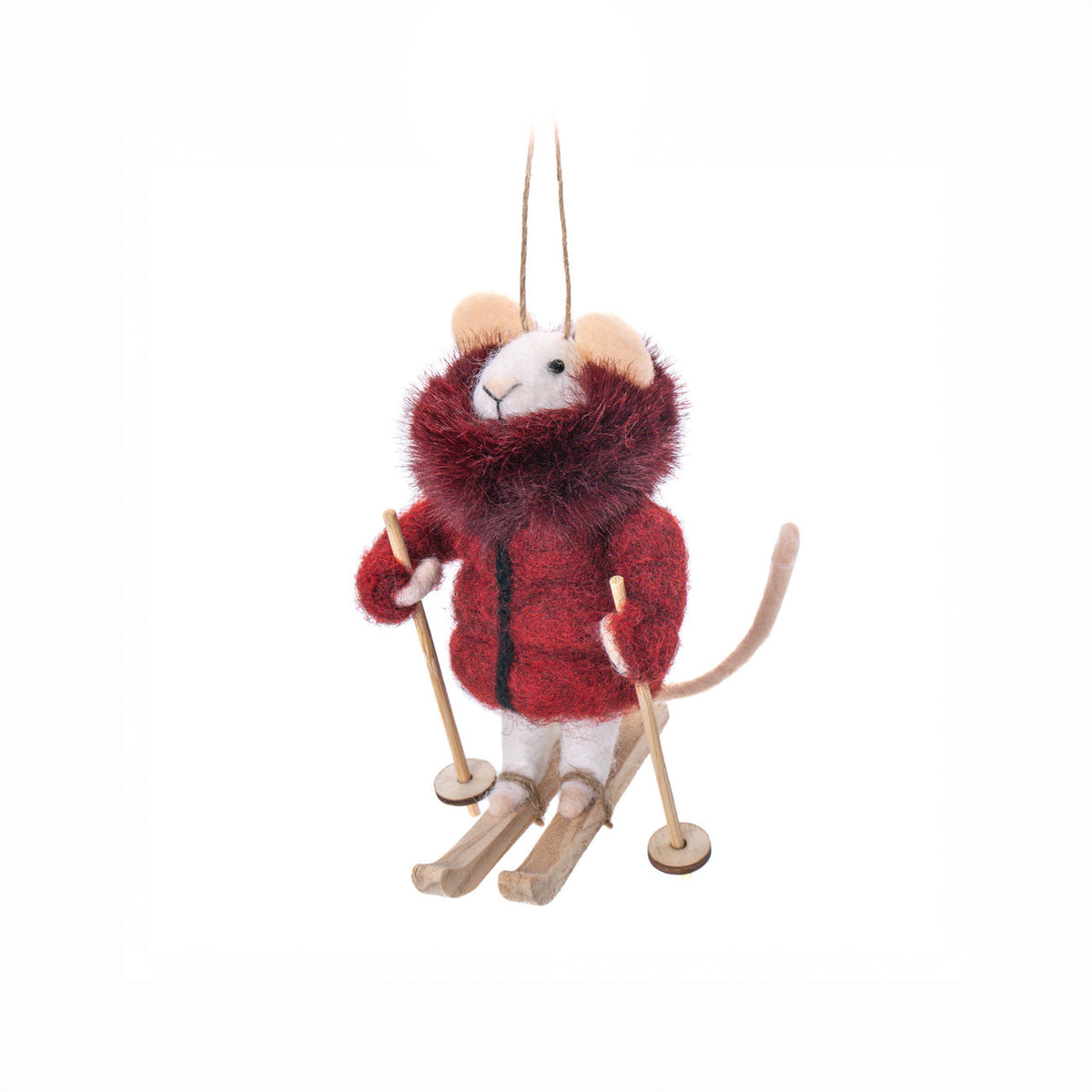 Sass & Belle Fancy Skiing Mouse Felt Decoration