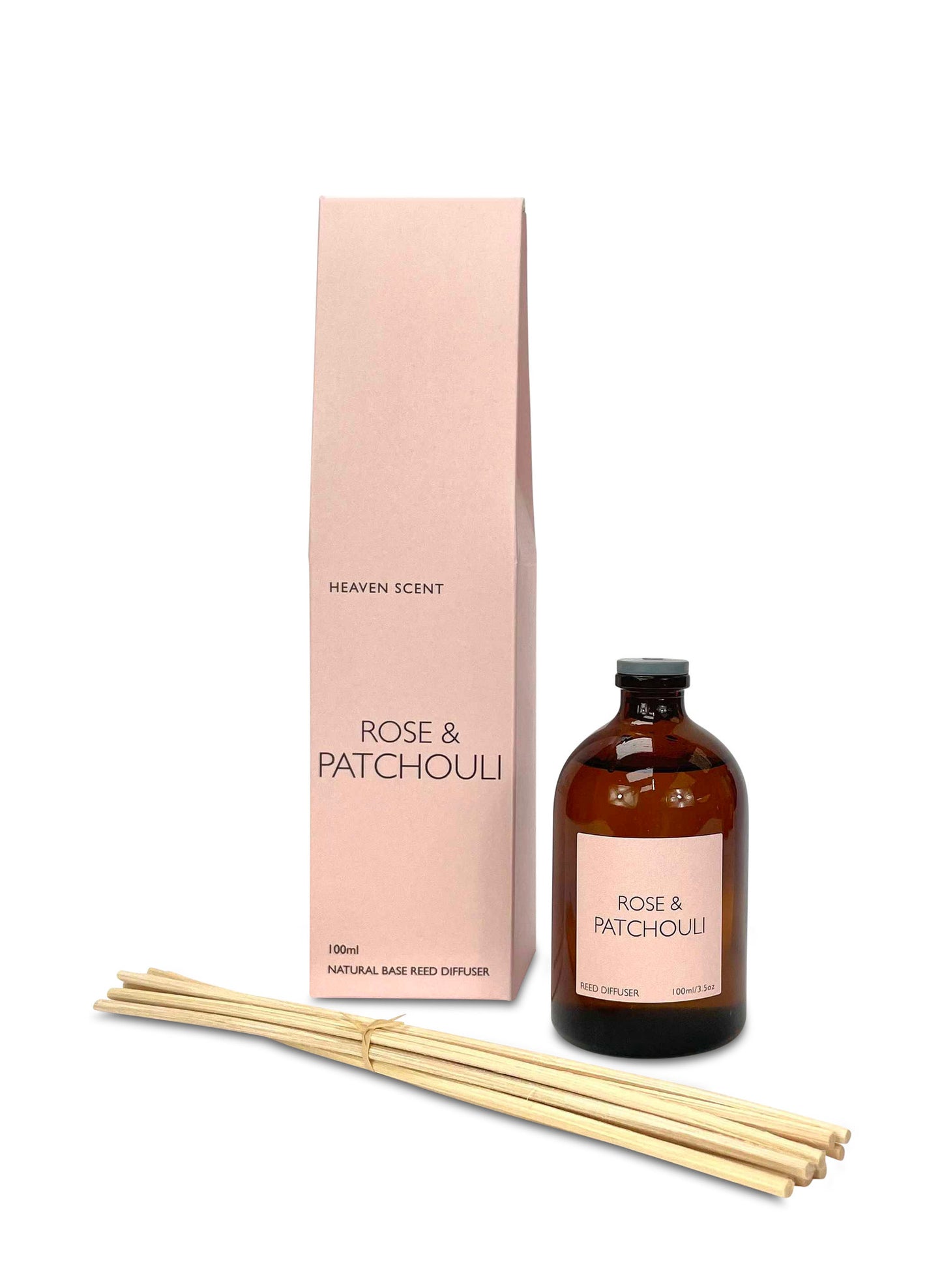 100ml Rose & Patchouli Reed Diffuser has an earthy, woody, musky scent that's tremendously rich and deep juxtaposed with delightful sweet-herbaceous and spicy notes.