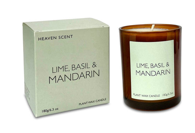 Heaven Scent Lime, Basil & Mandarin 20cl Amber Glass Candle 