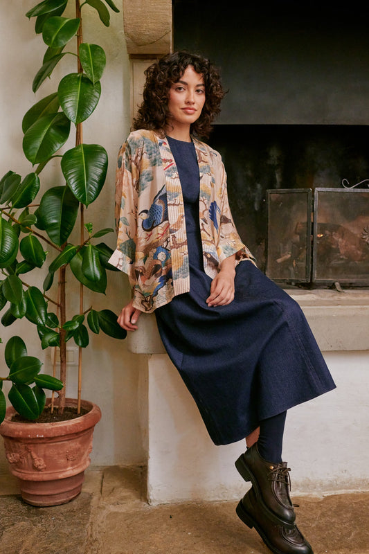One Hundred Stars Hummingbird Nude Kimono