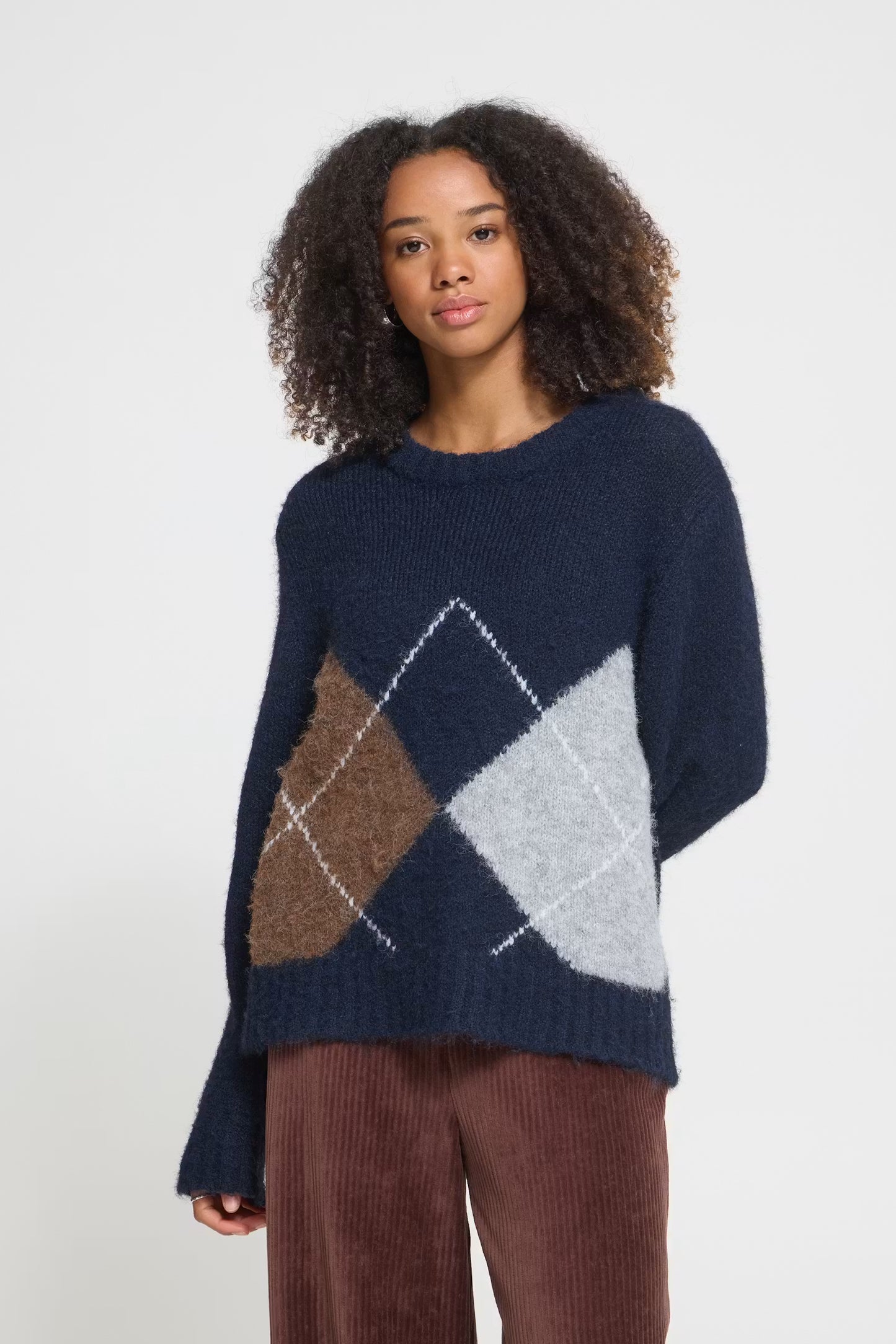 ICHI Bayana LS Jumper in Total Eclipse Harlekin