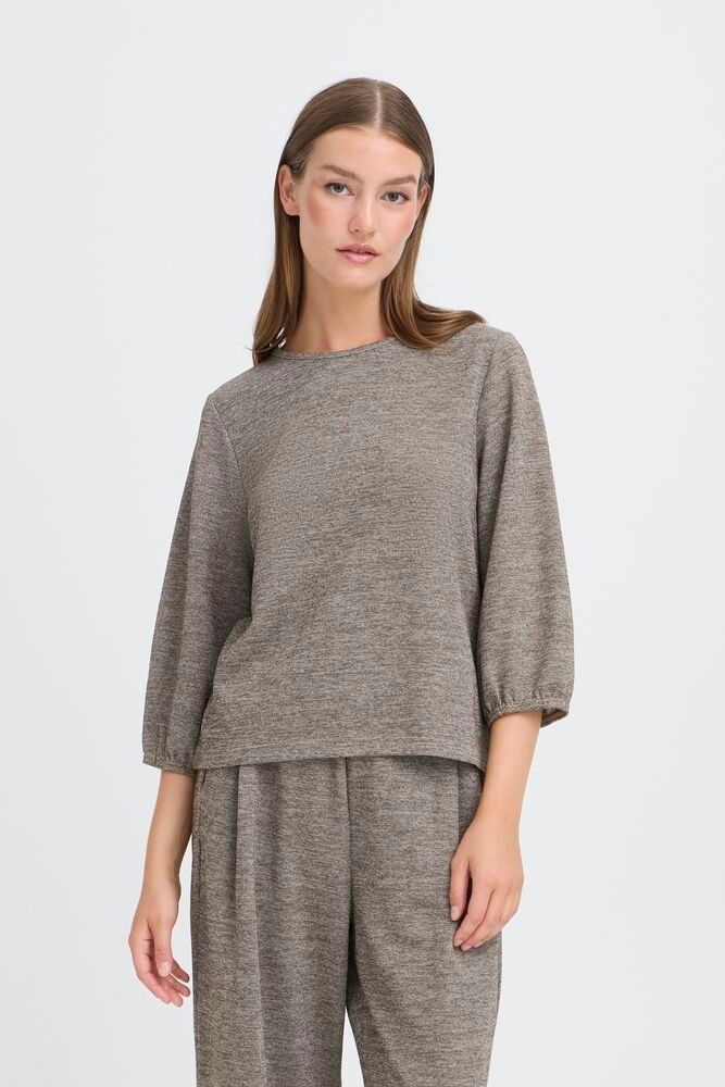 ICHI Danice SS Top in Silver Mink - Nature