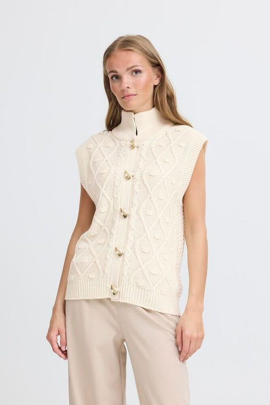 ICHI Destan Waistcoat in Sandshell