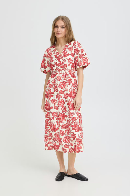 ICHI Gilvis Dress in Red Floral