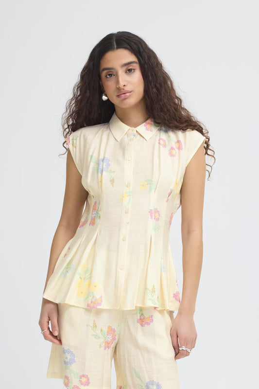 ICHI Ginni Shirt in Cross Stitch Flowers