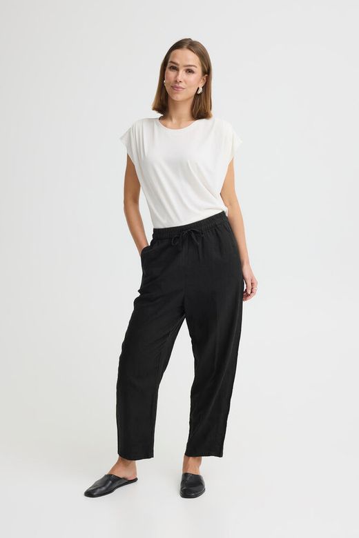 ICHI Linno Barrel Leg Pants Black