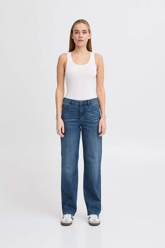 ICHI Twiggy Straight Denim Authentic Blue Jeans