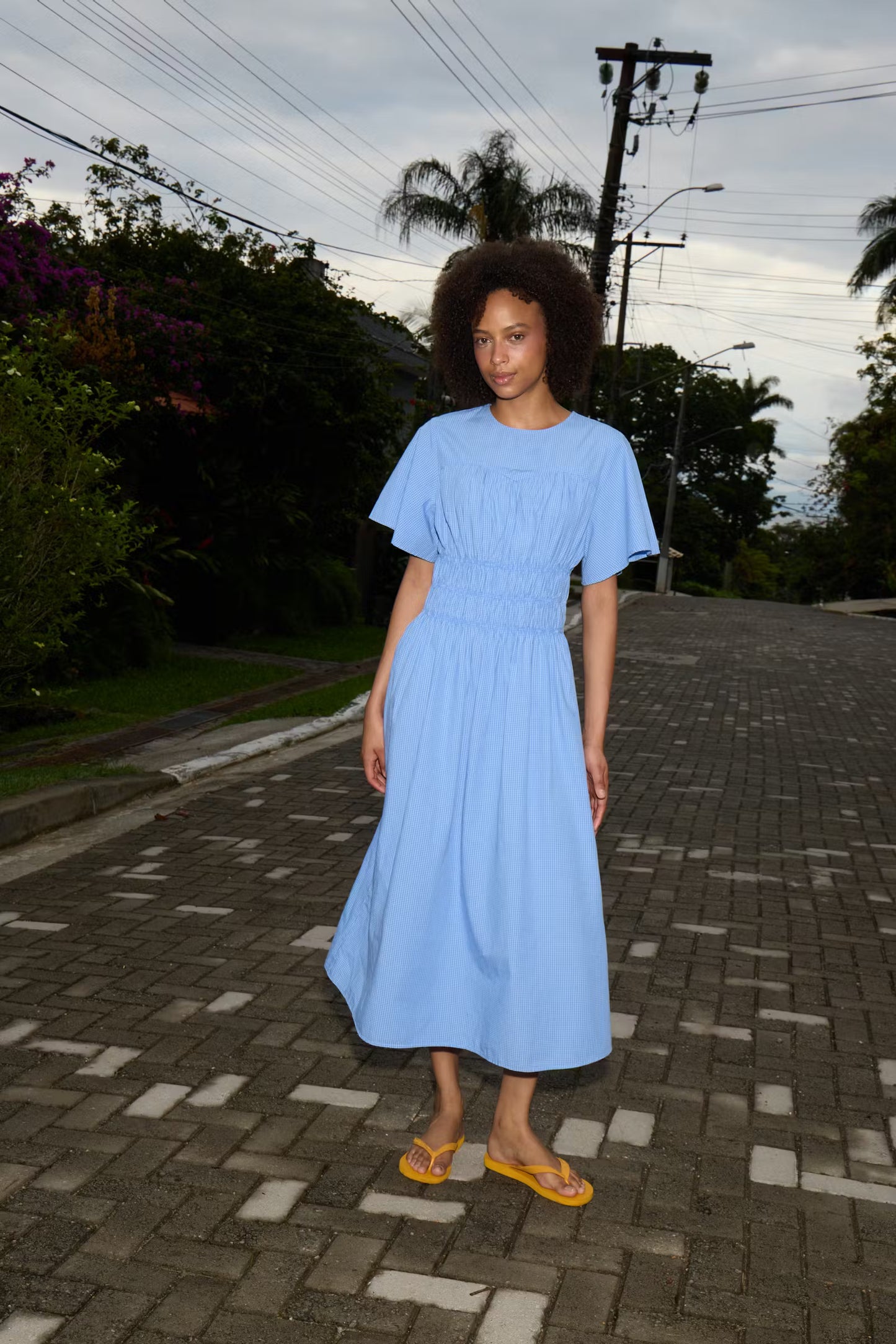 ICHI Wenda Dress in Blue / White Check