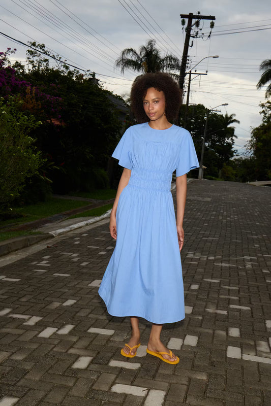ICHI Wenda Dress in Blue / White Check