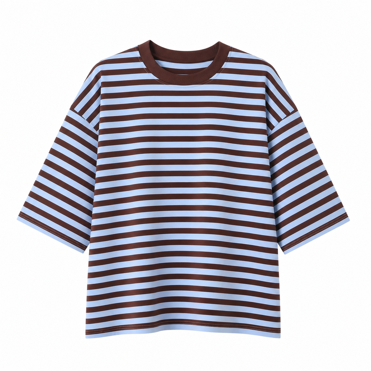 A blue and brown striped long sleeve t shirt 