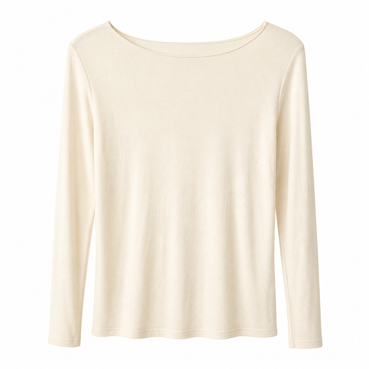 Beige long-sleeve shirt on a white background