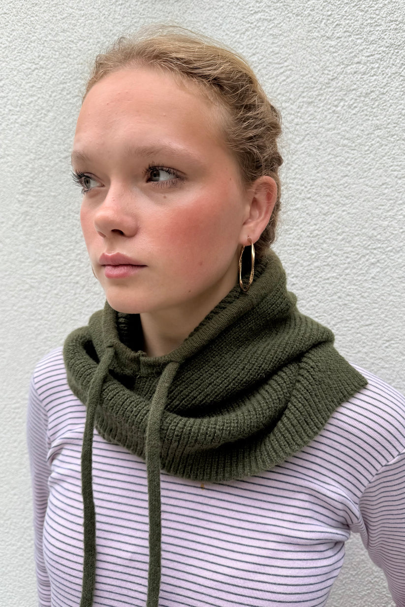 Ost London Rikke Cashmere Mix Balaclava -Khaki