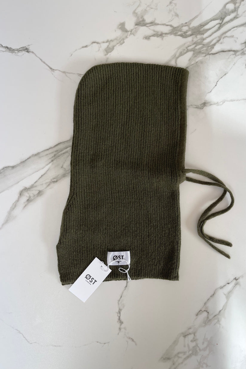 Ost London Rikke Cashmere Mix Balaclava -Khaki