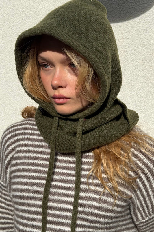 Ost London Rikke Cashmere Mix Balaclava -Khaki