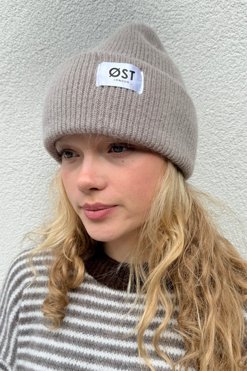 Ost London Clara Angora Beanie in Brown
