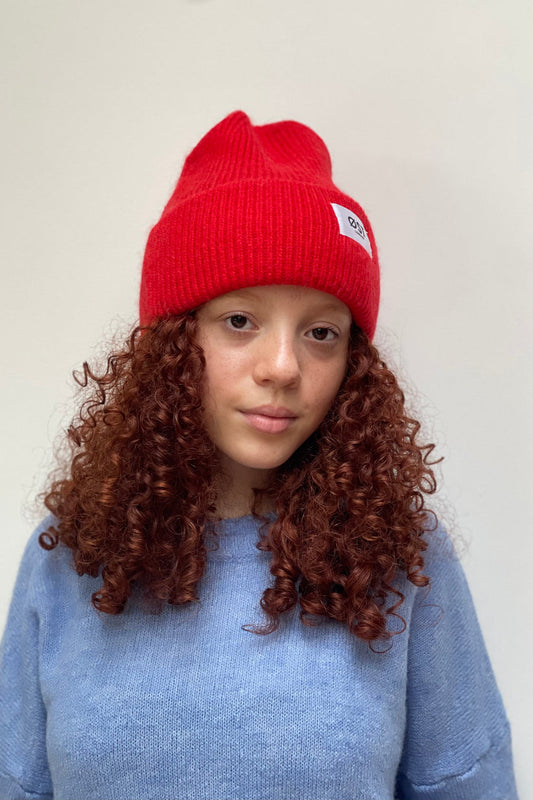 Ost London Clara Angora Beanie in Red