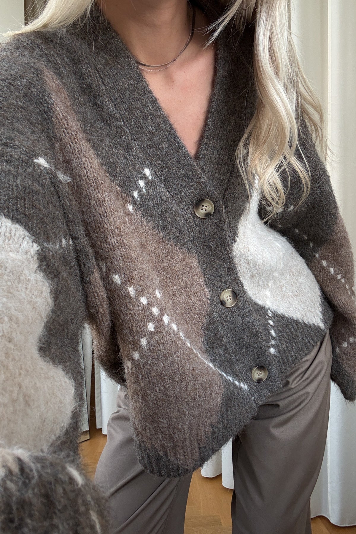 Noella Laiana Knit Cardigan in Ash Brown Mix